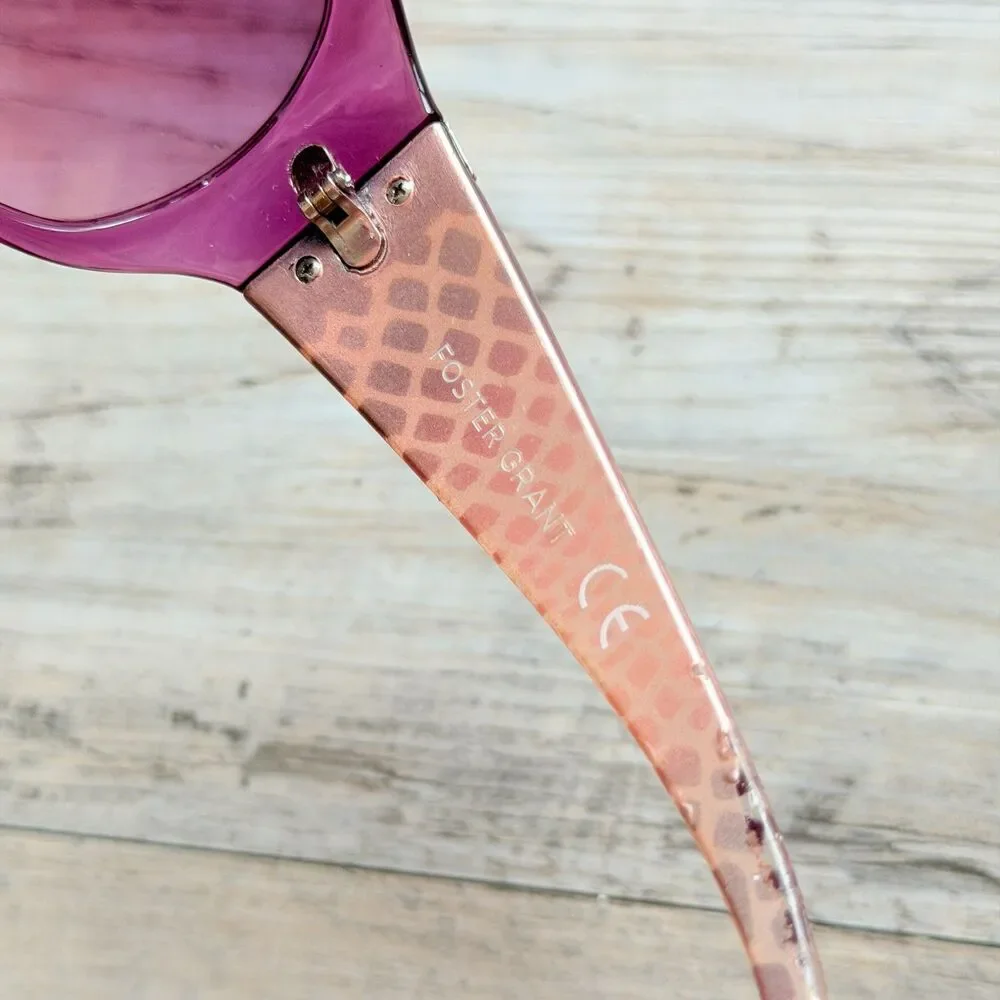 Foster Grant Y2K Sunglasses Purple Oversized Demure Retro Glam UV Protection